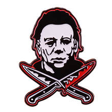 Halloween Myers with double knife enamel pin Horror Movie Lapel Pin 2024 - buy cheap