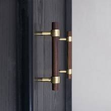 Original design Nordic walnut beech Brass Handle furniture cabinet wardrobe door double hole American style long handle 2024 - buy cheap