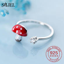 New Real 925 Sterling Silver Enamel Mushroom Finger Rings for Women CZ Wedding Engagement Ring Silver Jewelry Girls Gifts 2024 - buy cheap