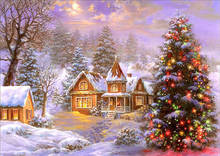 Алмазная картина полностью квадратная/круглая дрель веселая Рождественская елка Снежная сцена Daimond вышивка крестиком Мозаика M1023 2024 - купить недорого