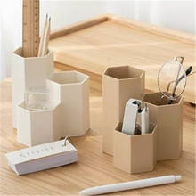 Japanese Creative Regular Hexagonal Plastic Pen Holder Office Student Learning Stationery Makeup Storage Box 2024 - buy cheap