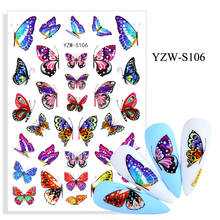 Pegatina 3D para uñas, decoración de Arte de uñas de mariposa colorida hermosa, calcomanías de aluminio deslizantes, pegatinas de acuarela, accesorios de manicura 2024 - compra barato