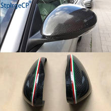 Para Alfa Romeo Giulia 952 Stelvio 949 Acessórios Real da Fibra do Carbono Tampa Espelho Lateral Da Tampa Tampas de Substituição Shell bandeira Italiana 2024 - compre barato