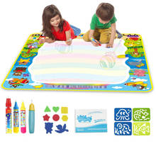 100*100cm Kids Funny Animal Magic Water Doodle Mat with 3 Pens & 1 Stamp Set Coloring Drawing Mat Painting Board Educational Toy 2024 - buy cheap