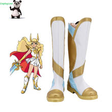 CosplayLove She-Ra - Princess of Power Adora She-Ra White Golden Shoes Cosplay Long Boots Leather Custom Made 2024 - buy cheap