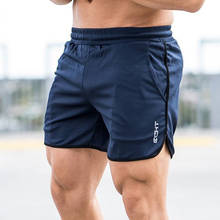 Homens verão shorts magros ginásio de fitness musculação correndo jogging treinamento masculino curta calça na altura do joelho respirável malha esportiva 2024 - compre barato