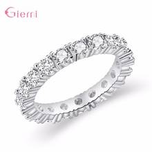 Anéis de prata esterlina 925 genuína para mulheres inseridos com cristal brilhante design adorável alta qualidade estilo coreano joias femininas 2024 - compre barato
