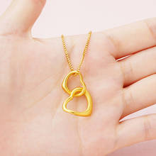 Romantic Necklaces for Women Women Hollow Double Heart 24K Gold Choker Pendant Dubai Necklace Engagement Jewelry Freeshipping 2024 - buy cheap