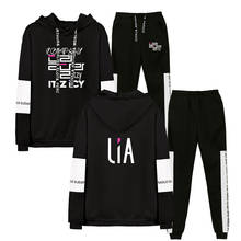 Conjunto de dos piezas de KPOP ITZY IT'z Me para mujer, Sudadera con capucha y pantalones, chándal informal con estampado de nombre de miembro YUNA RYUJIN CHAERYEONG LIA YEJI 2024 - compra barato