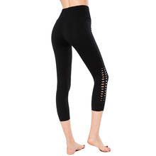 Sports Pants Female Yoga Leggings High Waist Nylon Flex Hollow Tights Sports Wear For Women Gym Running Capris Fitness Leggings 2024 - buy cheap