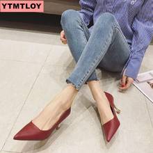 2019 HOT women's shoes pointed high-heeled patent leather dress high heels boat shoes wedding shoes Zapatos Mujer black and whit 2024 - buy cheap