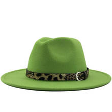 Sombrero Fedora de lana con cinta de cuero para hombre y mujer, Sombrero de ala ancha elegante, Jazz, iglesia, Panamá, invierno y otoño 2024 - compra barato