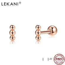 LEKANI Minimalist Small Earrings For Women 925 Sterling Silver Trendy Anti Allergy Jewelry Beaded Hammer Shape Stud Earring 2024 - buy cheap