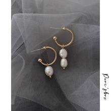 Peri'sBox Hot Selling Baroque Pearl Hoop Earrings for Women Dainty Freshwater Pearl Asymmetrice Earrings Jewelry High Quality 2024 - buy cheap