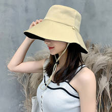 Verano de las mujeres anti-UV de ala gorra de Sol de algodón Blende de Panamá sombrero de cubo plegable playa coreano gorra con visera sombrero de sol 2024 - compra barato