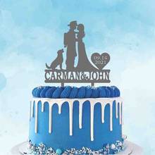 Personalized Wedding Topper Firefighter Groom Bride and Dog Cake Topper Custom Name Date Fireman Wedding Party Cake Decoration 2024 - buy cheap