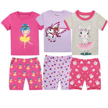 Conjuntos de roupas de pijama para meninas 2, 3, 4, 5, 6, 7, 8 anos, traje unissex, camiseta, calça, roupa de dormir, 100% algodão 2024 - compre barato