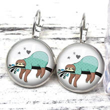 NewFashion Cute Lazy Bear Glass Cabochon Earrings Cartoon Lazy Glass Dome Earrings Charm Female Gift Souvenir Festival 2024 - buy cheap