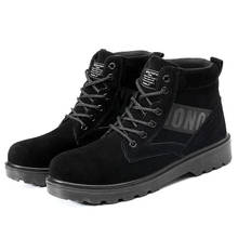 Botas de seguridad con puntera de acero para hombre, botines de trabajo informales, de ante de vaca, talla grande, Otoño e Invierno 2024 - compra barato