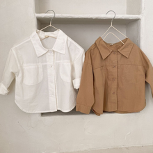 Рубашка хлопковая для мальчиков, с длинным рукавом и V-образным вырезом, весна-осень, От 2 до 6 лет 2024 - купить недорого