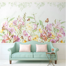 Papel de parede para sala de estar, flores nórdicas frescas e modernas, aquarela, plano de fundo, decoração para quarto 2024 - compre barato