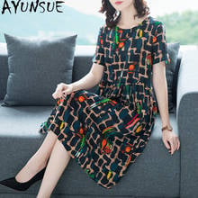 AYUNSUE 2021 Summer Silk Dress Women Elegant Beach Midi Dresses for Women Casual Party clothes Dress Floral Vestidos KJ6562 2024 - buy cheap