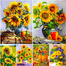 5D DIY Diamond Painting Kits Sunflower Full Round With AB Drill Embroidery Mosaic Flower Picture of Rhinestones Home Decor Gift 2024 - buy cheap