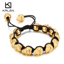 Kalen-pulsera con abalorios de calavera Punk para hombre, brazalete con cuentas de acero inoxidable, joyería gótica para hombre 2021 2024 - compra barato