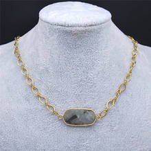 Colar de pedra de aço inoxidável, pingente de aço inoxidável para mulheres, colar de declaração de cor dourada, joias de aço inoxidável nxs04 2024 - compre barato