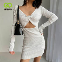 GOPLUS Dress Woman Christmas Backless Dresses V-Neck Sexy Bow Tie Black White Knit Mini Dress Femme Robe Vestidos De Fiesta 2024 - buy cheap