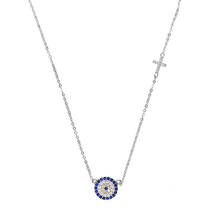 blue CZ evil eye disco charm cz cross dainty silver chain girl women evil eye jewelry 925 sterling silver lucky eye necklace 2024 - купить недорого