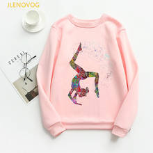 Watercolor Gymnastics girl printed hoodies women harajuku kawaii top pink sweatshirt femme sports lover birthday gift tracksuit 2024 - buy cheap