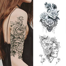 1 PC Fashion Women Girl Temporary Tattoo Sticker Black Roses Design Full Flower Arm Body Art Big Large Fake Tattoo Sticker 2024 - купить недорого