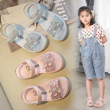 3 5 8 12 Year Kids Flat Shoes For Little Girls Summer Sandals 2021 Beach For Children Shoes Girls Dress Fashion Crystal Flowers 2024 - buy cheap