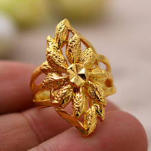 Annayoyo  Flowers Lucky Wedding Gold Color Rings African Wedding Party Luxury feamle Jewelry Girlfriend 2024 - buy cheap