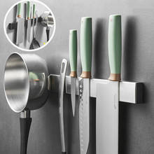 304 de aço inoxidável fixado na parede magnético faca titular ímã utensílio cozinha rack chef facas armazenamento organizador acessórios 2024 - compre barato