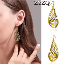 ZYZQ-pendientes Vintage huecos de media mariposa, pendientes largos de viento frío exagerados con personalidad 2024 - compra barato