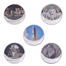 WR Apollo 11 50th Anniversary Challenge Coin Moedas Colecionáveis com o Titular Da Moeda de Prata Originais EUA Medalha de Coletor Dropshipping 2024 - compre barato