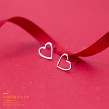 Modian-pendientes de plata de ley 925 con forma de corazón para mujer, joyería fina con cierre de tuerca, antialérgico, diseño de corazones de amor, 2020 2024 - compra barato
