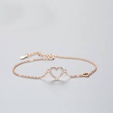 MloveAcc Sweet Double Heart Bracelets for Women 925 Sterling Silver Chain Bracelet Hand Jewelry 2024 - buy cheap