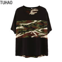 TUHAO 2020 Summer Women's Camouflage Stitching Short-sleeved Shirt Big Size 8XL 7XL 6XL Plus Size Wind Loose Casual Top 3XL WM32 2024 - buy cheap