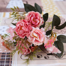 1 букет шелковые гортензии Искусственные цветы букет роз из шелка Цветы Свадебные украшения для дома искусственный цветок Роза 2024 - купить недорого
