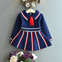 LZH/платье для девочек в школьном стиле осенне-зимние вязаные платья-свитеры для маленьких девочек 2020 г. Платье принцессы в полоску с длинными рукавами для детей от 1 до 6 лет 2024 - купить недорого