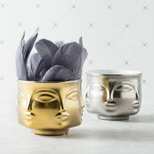 Ceramic Face Multi-sided Flower Pot Vase Flower Ware Home Decor Golden Sliver White Black Ornaments Vases Decoration Home Table 2024 - buy cheap