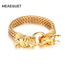 Meaeguet Vintage Punk Street Style Two Dragon Head Bracelet High Quality Stainless Steel Chain Bracelet & Bangles Men Jewelry 2024 - buy cheap