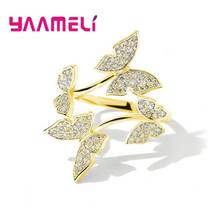 925 prata esterlina bonito declaração proposta anéis ajustáveis para mulher borboleta design moda cristal jóias atacado 2024 - compre barato