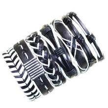 Wholesale 6Pcs Adjustable Leather Bracelets Wrap Woven Handmade Men Ethnic Tribal Wristbands Pulseira Masculina Feminina S78 2024 - buy cheap