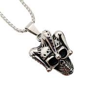 Vintage  316L stainless steel Joker skull pendant necklace mens hip hop clown skull charm necklace fashion jewelry cool 2024 - buy cheap