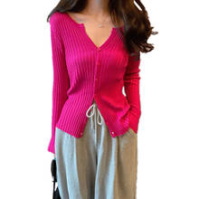 2021 Spring Autumn Knitted Sweater New Women's Knitwear Plus Size Fashion Coat V-Neck Ladies Jacket  Slim Cardigan Female 2024 - buy cheap