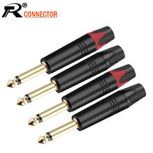 Conector Mono Jack de 100 MM, conector macho de 6,35 pulgadas y 1/4 MM, conector de cable de soldadura chapado en oro de latón, Conector de enchufe para micrófono, 6,3 Uds. 2024 - compra barato